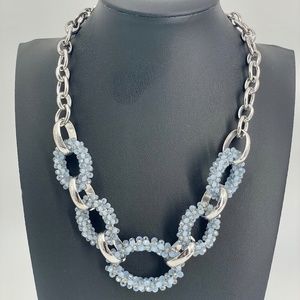 Silver plated and Blue Beads Necklace